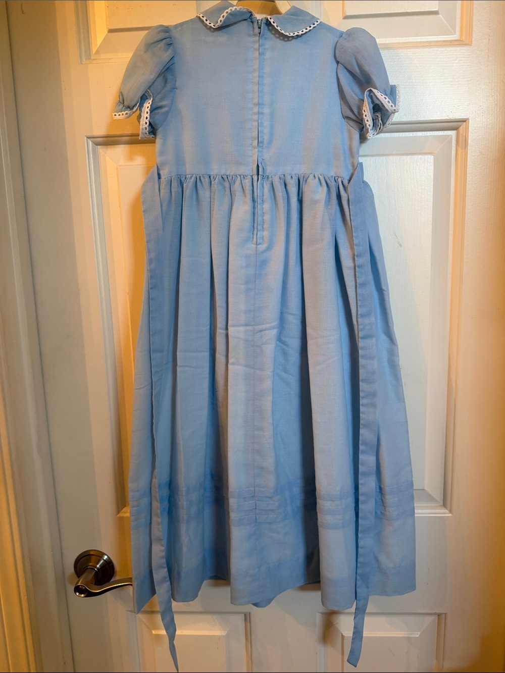 Classic Light Blue Peter Pan Collar Girls Vintage Dress - Picture 6 of 11